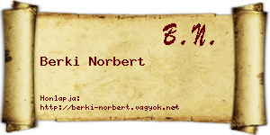 Berki Norbert névjegykártya